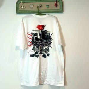 Brand New Shh barbwire rose cash money short sleeve graphic T-shirt white XL men